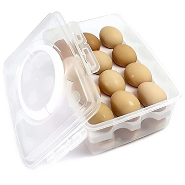 DELIFUR 2 Tiers Egg Container Deviled Egg Carrier Eggs Holder with Handle Fridge Freezer Storage by White