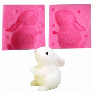 Fewo 3D Rabbit Candle Mold Easter Bunny Silicone Chocolate Candy Mold Cake Decorating Tools Plaster of Paris Soap Epoxy Resin Mold