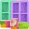 HUAKENER 2 Pack Silicone Soap Molds Rectangle Soap Making Mold 3D Rectangular Flower Pattern Silicone Molds for Handmade Soap Bath Bombs Candle Chocolate