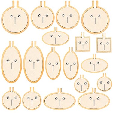 Framendino 18 Pack Mini Embroidery Hoops Tiny Round for DIY Jewelry Pendant and Keychain