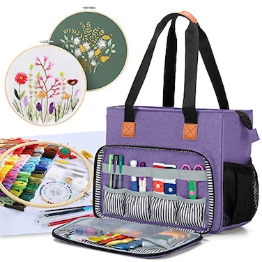 LUXJA Embroidery Project Carrying Case Embroidery Kits Storage Bag Bag Only Purple