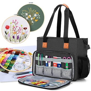 LUXJA Embroidery Project Carrying Bag Embroidery Kits Storage Bag Bag Only Black