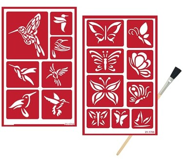 Trendzeen 2 Reusable Glass Etching Stencils Set Hummingbird Butterfly Themed Etch Stencil Set Includes Brush Total 3 Items