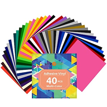 HTVRONT Permanent Adhesive Vinyl Sheets for Cutting Machine 40 Sheets 12 x 12 Permanent Vinyl Bundle for Cups Decals Craft Projects