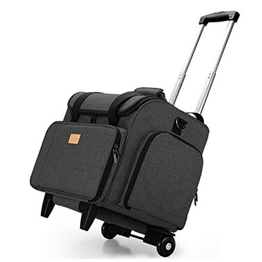 LUXJA Serger Case with Detachable Dolly Serger Bag with Removable Padding Pad Fit for Most Standard Serger Machines Black