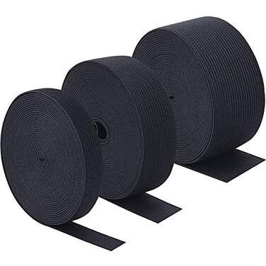 Sunmns 3 Rolls Sewing Stretch Elastic Band Spool 35 1 112 Inch in Width 55 YardsRoll Black