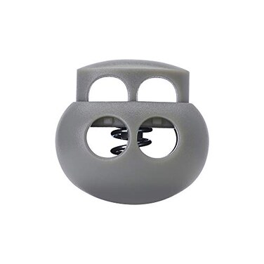 DYZD Plastic Cord Lock End Toggle Double Hole Spring Stopper Fastener Slider Toggles End Grey 10PCS