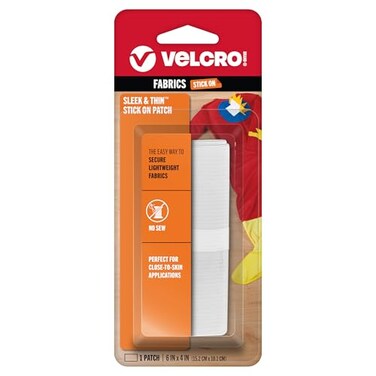 VELCRO Brand Sleek and Thin Stick On Wide Rectangle for Fabrics 6in x 4in White Soft on Skin Ultra Light Adhesive Back No Sewing Needed