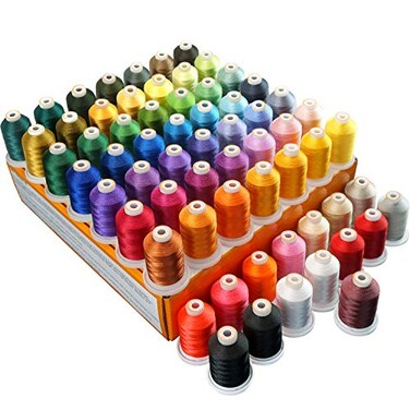 New brothread 64 Spools 1000M 1100Y Polyester Embroidery Machine Thread Kit for Professional Embroiderer and Beginner Each Spool with Locking Base Resists Thread Tangling
