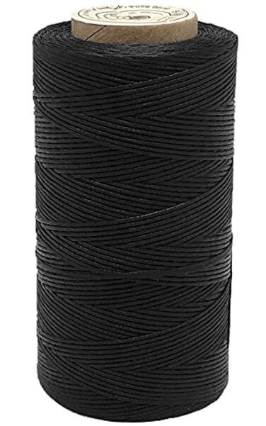 YEQIN Waxed Thread 328 Yards 150D 1MM Leather Sewing Waxed Thread for Leather DIY Bookbinding Shoe Repairing Leather Projects Black