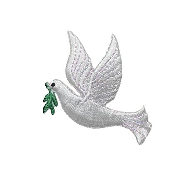 Wholesale Applique White Peace Dove Left Facing Embroidered Iron on Patch