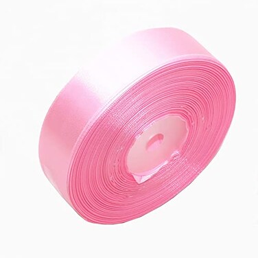 SWTOOL 1 Solid Satin Ribbon 50 Yards Roll for Wedding Details Sewing Projects Gift Wrapping Invitation Embellishments and Crafting Projects Etc Pink