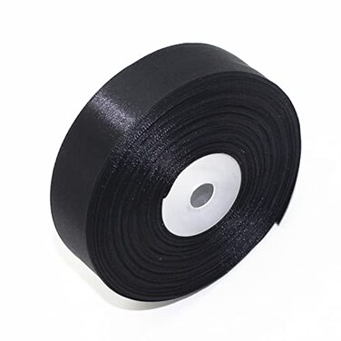 SWTOOL 1 Solid Satin Ribbon 50 Yards Roll for Wedding Details Sewing Projects Gift Wrapping Invitation Embellishments and Crafting Projects Etc Black