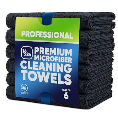 Microfiber Wholesale 16 x 24 Pro Multi Surface Microfiber Towels 6 Pack Black