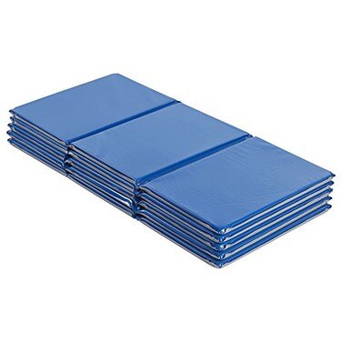 ECR4Kids Everyday Folding Rest Mat 3Section 1in Sleeping Pad BlueGrey 5Pack