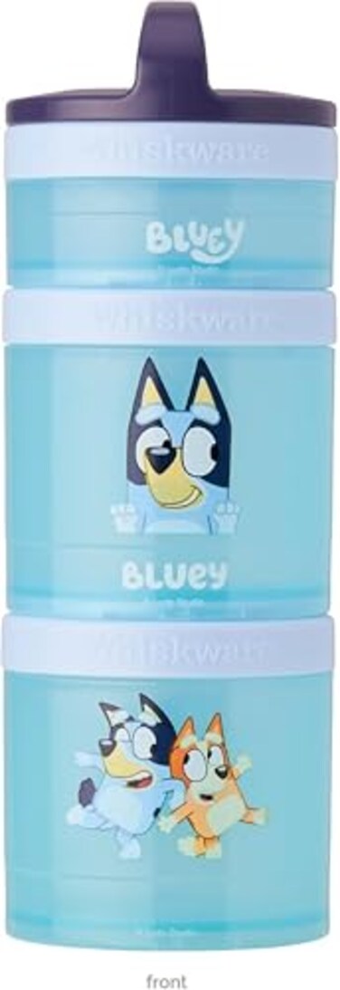 Whiskware Bluey Stackable Snack Containers for Babies Toddlers and Kids 3 Stackable Snack Cups for School and Travel Cupholder Friendly Bluey and Bingo Lets Do This