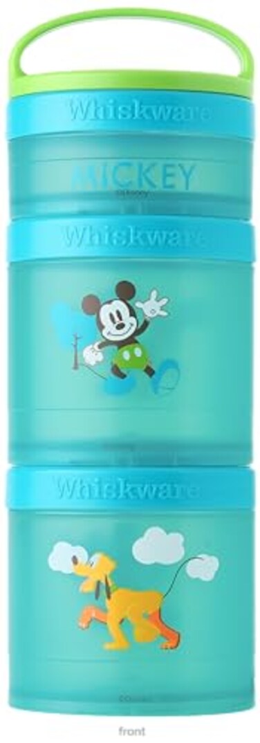 Whiskware Disney Stackable Snack Containers for Kids and Toddlers 3 Stackable Snack Cups for School and Travel Mickey and Pluto