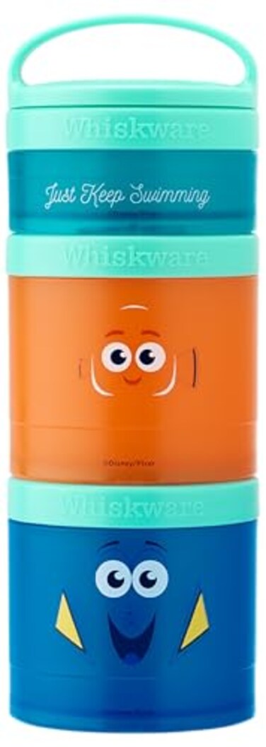 Whiskware Disney Pixar Stackable Snack Containers for Kids 3 Stackable Snack Cups for School and Travel Finding Nemo with Nemo and Dory