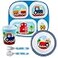 Bentology 5Piece Kids Dinnerware Set Blue Train Engine Theme Includes Divided 4Section Plate Bowl Cup Fork Spoon BPAFree BreakResistant Melamine Toddler Feeding Set Gift for Boys