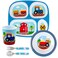 Bentology 5Piece Kids Dinnerware Set Blue Train Engine Theme Includes Divided 4Section Plate Bowl Cup Fork Spoon BPAFree BreakResistant Melamine Toddler Feeding Set Gift for Boys