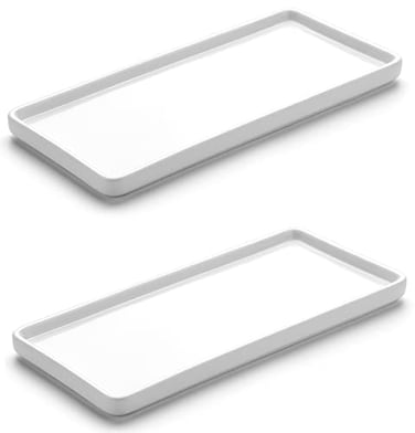 Gurygo 2 Pack 6 Bathroom Tray for Counter Ceramic Vanity Trays for Bathroom Small Rectangle Ceramic Tray Kitchen Soap Trays for Kitchen Counter White Set2