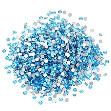 Honbay 1440PCS 5mm ss20 Sparkly Round Flatback Rhinestones Crystals NonSelfAdhesive Light Blue