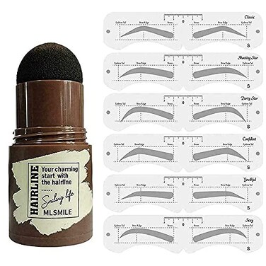 Tyemp Eyebrow Stamp Shaping Kit One Step Brow Stamp Stencil Kit Waterproof Eye Brow Stamp Makeup Tools Eyebrow Definer with 6 Reusable Eyebrow Stencils Light Brown