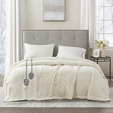Beautyrest Heated Electric Blanket for Cold Weather Fast Heating Heated Blanket Auto Shut Off Virtually Zero EMF Multi Heat Setting UL Certified Ivory Full 84 inx80 in