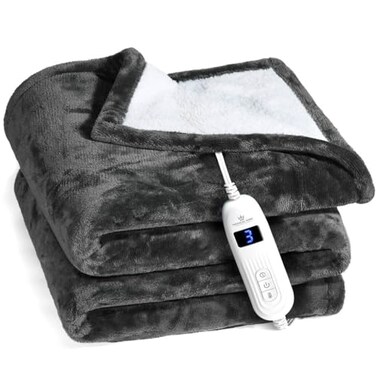 Medical king Heated Blanket Machine Washable Extremely Soft Comfortable Electric Blanket Throw Fast Heating with Hand Controller 10 Heating Settings auto ShutOff Gray 50 x 60