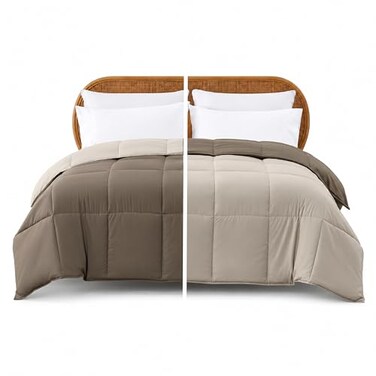 Modern Threads Down Alternative Reversible Comforter TaupeChampagne Queen