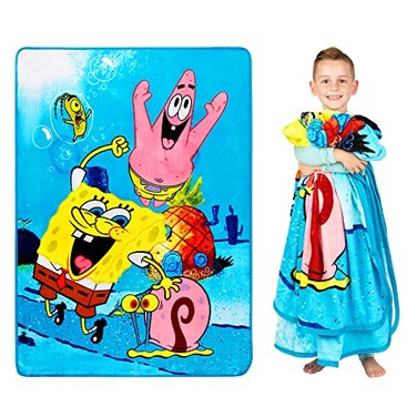 Franco Kids Bedding Super Soft Plush Micro Raschel Blanket 62 in x 90 in Spongebob Squarepants Multicolour Prints May Vary