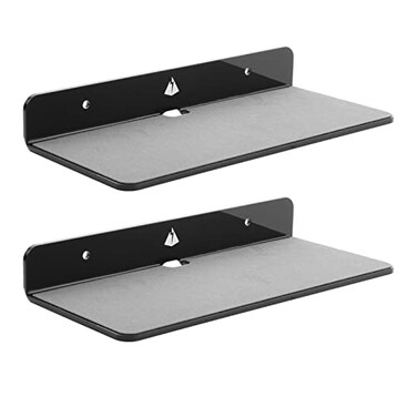 TXEsign 2Pack Acrylic Wall Speaker Holder Mount Black Large Modern Style Wall Mount for Small Devices Shelf