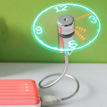 Yi Zhan Anysecu USB Clock Fan with Real Time Clock LED Light Cool Gadget silver 1pcs