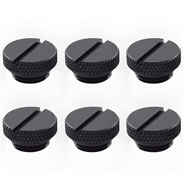 greenDracaena Dracaenaio 6 Pack G14 Thread Thin Water Stop Plug Fitting with Coin Slot for Computer Water Cooling System Durable BrassCopper Material Black