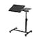 TigerDad Overbed Bedside Desk Mobile Rolling Laptop Stand Tilting Overbed Table with Wheels Height Adjustable Tray Table for Laptop Bed Sofa Side Table Black