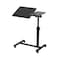TigerDad Overbed Bedside Desk Mobile Rolling Laptop Stand Tilting Overbed Table with Wheels Height Adjustable Tray Table for Laptop Bed Sofa Side Table Black
