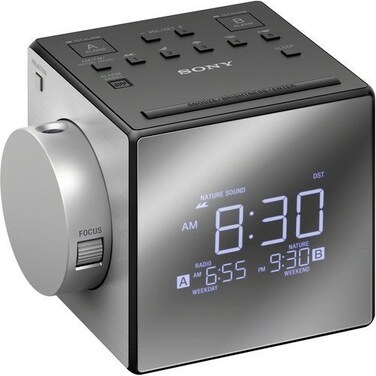 Sony Kubicle Compact AMFM Dual Alarm Clock Radio with Large LED Display Plus 6ft Aux Cable Bundle