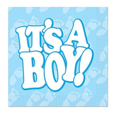Beistle Its A Boy Baby Blue Beverage Napkins