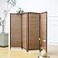 Furnnylane 4 Panel Short Room Divider ScreenBrown Freestanding PartitionSmall Bamboo Panel Divider for Room Seperation395 FT Tall