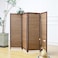 Furnnylane 4 Panel Short Room Divider ScreenBrown Freestanding PartitionSmall Bamboo Panel Divider for Room Seperation395 FT Tall