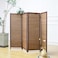 Furnnylane 4 Panel Short Room Divider ScreenBrown Freestanding PartitionSmall Bamboo Panel Divider for Room Seperation395 FT Tall
