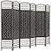 HOMCOM 6 Panel Room Divider Folding Privacy Screen 56 Room Separator Wave Fiber Freestanding Partition Wall Divider Black
