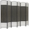 HOMCOM 6 Panel Room Divider Folding Privacy Screen 56 Room Separator Wave Fiber Freestanding Partition Wall Divider Black