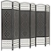 HOMCOM 6 Panel Room Divider Folding Privacy Screen 56 Room Separator Wave Fiber Freestanding Partition Wall Divider Black