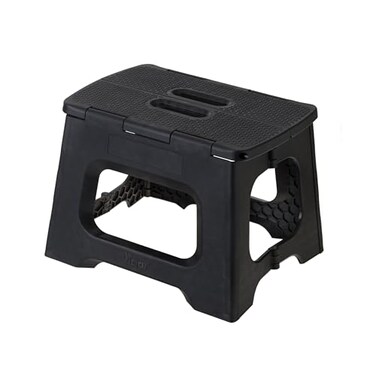 Vigar Compact Folding Step Stool 9 Inch Foldable Step Stool for Adults Lightweight Portable Stool with Handle Non Slip Step Stool Space Saving Stool up to 330 lb Black