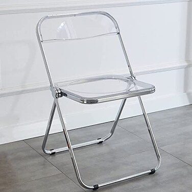 KAIHAOWIN Luxury Modern Transparent Folding Chair Acrylic Folding ChairsAcrylic Ghost Stackable Crystal SeatPC Plastic Living Room SeatChrome Frame Accent Side Chair Clearing