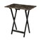 Linon Home Decor Tray Table Set Faux Marble Brown