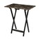 Linon Home Decor Tray Table Set Faux Marble Brown