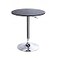Leopard Outdoor Leopard MDF Round Top Adjustable Bar Table Pub Table with Silver Leg and Base Black