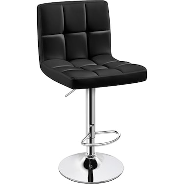 Yaheetech Single Bar Stool Adjustable PU Leather Swivel Barstools Modern Counter Stools with Back and Footrest Counter Height Barstools for Bar Kitchen Dining Room Black
